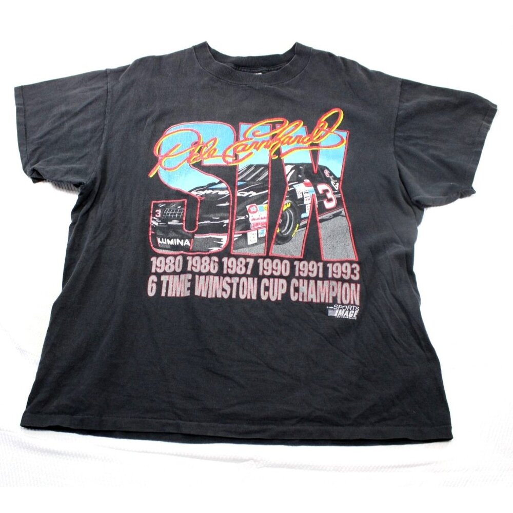 Dale Earnhardt Six-Time Winston Cup Champion T-Shirt XL Delta USA Black NASCAR